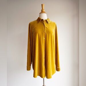 Soft Surroundings Amber Velvet Ribbed Boyfriend Tunic Shirt | Size L